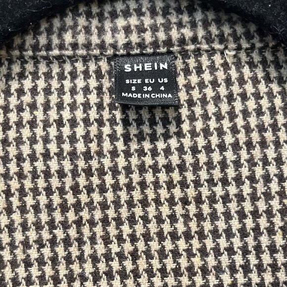 Houndstooth Zip Up Flap Pocket Raglan Sleeve Short Jacket S - Picture 7 of 12